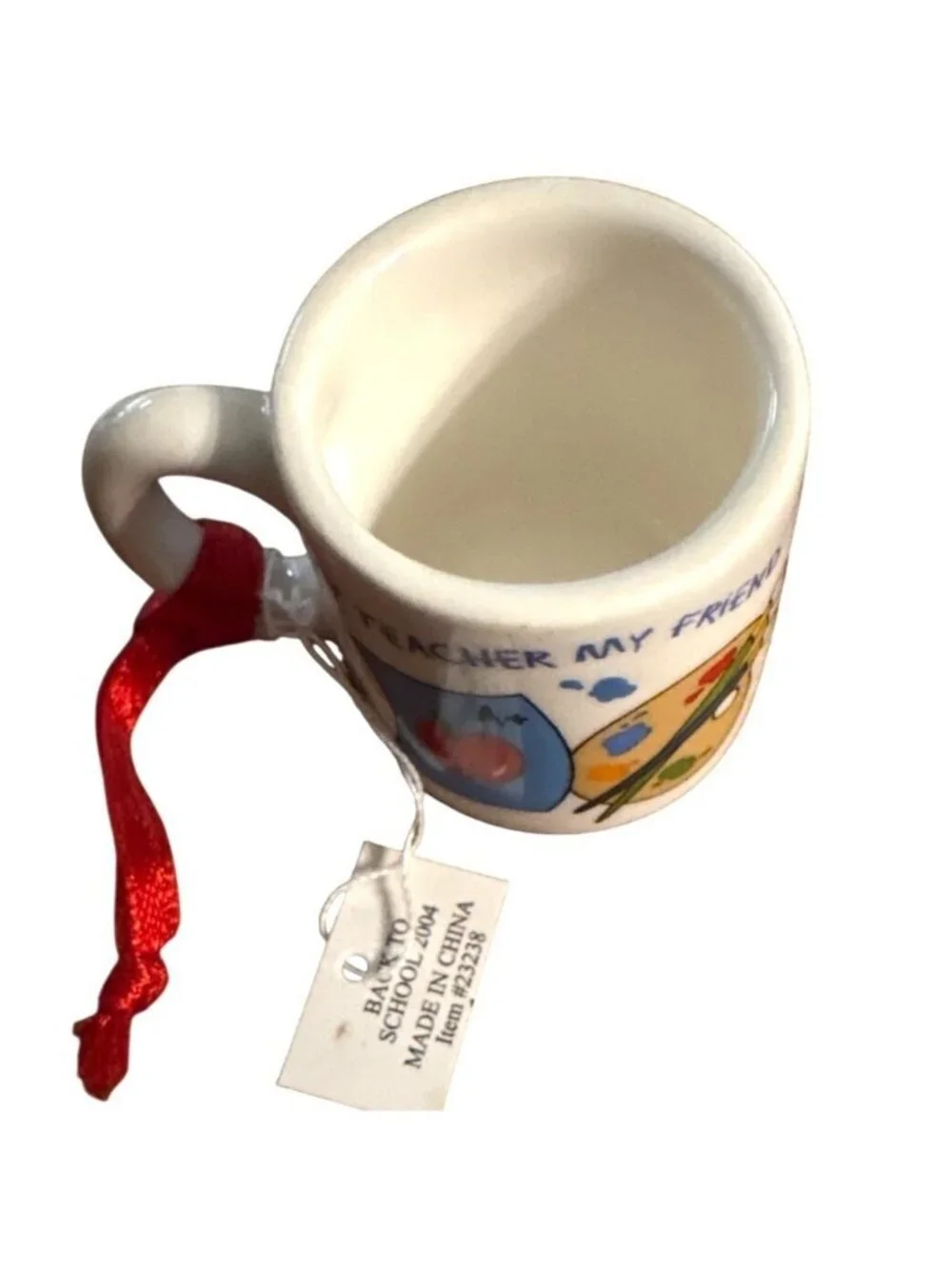 VTG My #1 Teacher Ceramic Mini Mug Cup Ornament Holiday Decor School Apple BTS